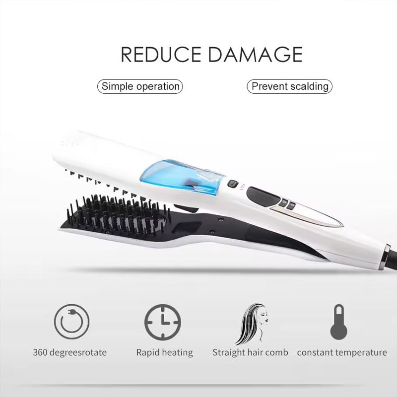 New Steam Electric Ceramic Hair Straightener 2-in-1 Straightening & Curling Iron | Fast Styling for Wet & Dry Hair