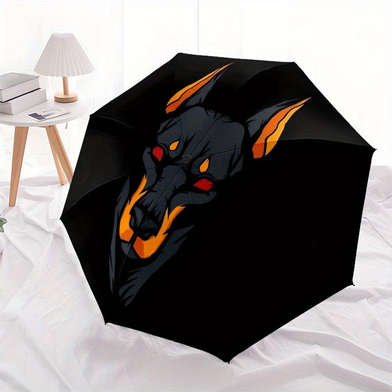 1pc Doberman, Totem Automatic Open/close, All-Season Portable Folding Umbrella, Travel, Everyday, Formal Events070