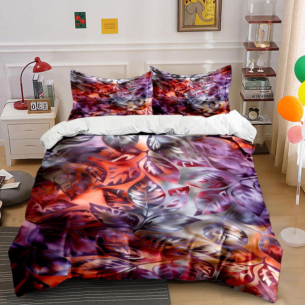 Colorful Tropical Leaf Motifs. Bedding Sets Duvet Cover Sets Duvet Covers Pillowcases(1 * Duvet Cover 2 * Pillowcases Without Duvet Insert)