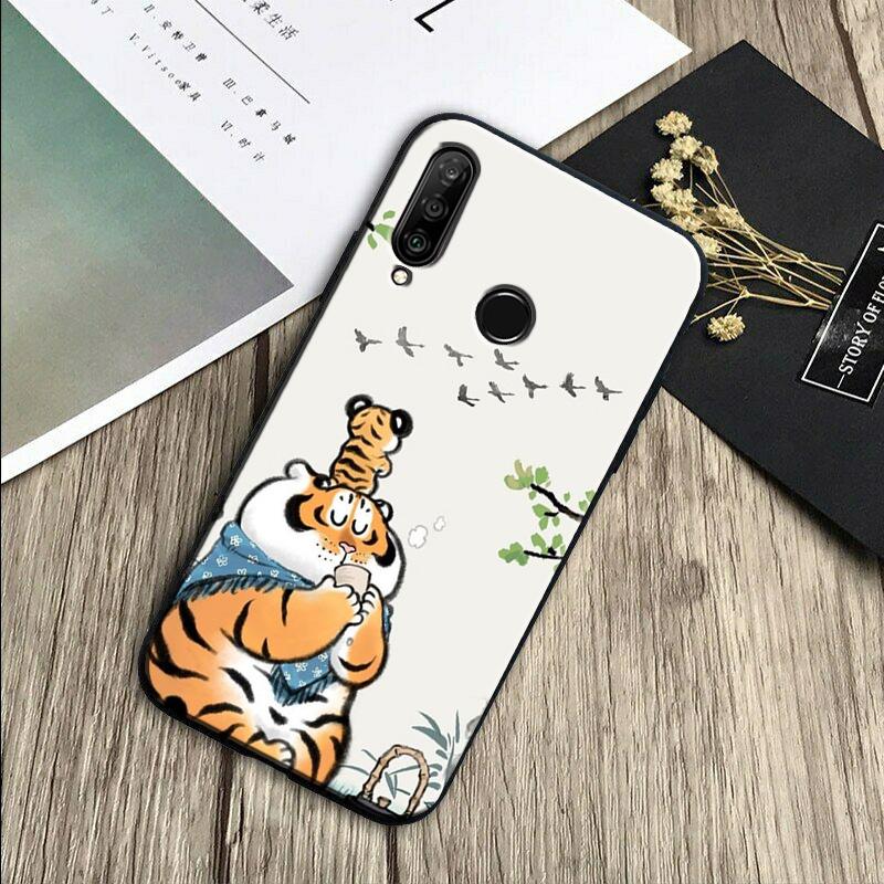 Cartoon Fat Tiger For Huawei Nova 11 12i 8i 7i 3i 9 10 SE Y60 Y61 Y70 Y72 Y73 Y90 Y91 P20 P30 Pro P40 Lite Case