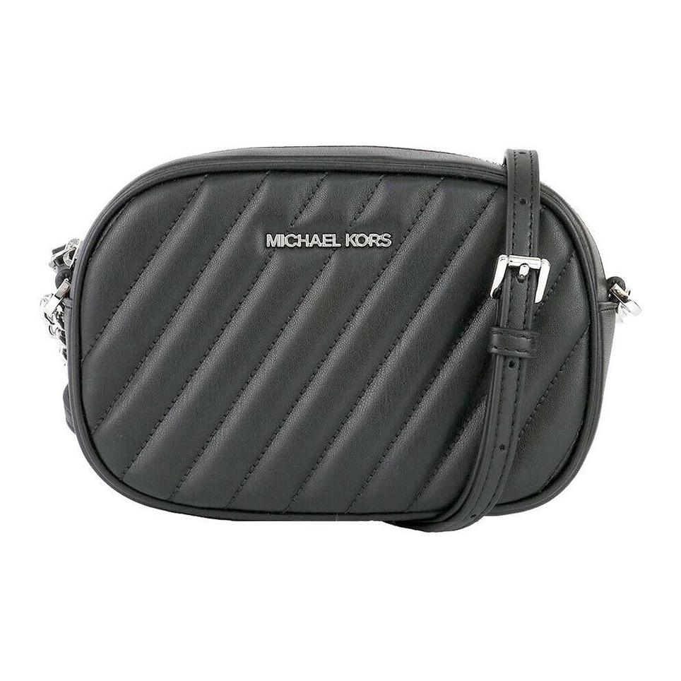 

Michael Kors MK Rose Letter Logo Stitching Small Flap Leather Camera Bag Women Crossbody Bag Black 35S1SXOC1U-BLACK Basic Set (Bag+Dust Bag)