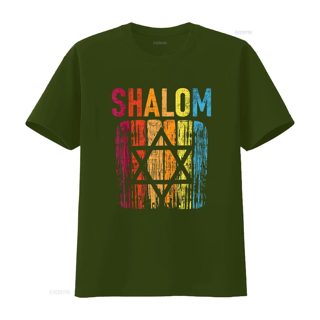 Shalom Retro Star Of David Jewish Peace Hebrew Israelites T Shirt vintage Washed Soft Casual designer clothes Slightly