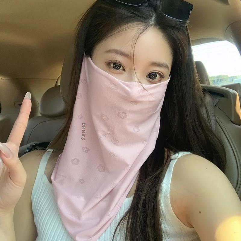 Summer Uv Protection Mask Sun Proof Bib Veil Sunscreen Face Cover Mesh Breathable Face Scarves Neck Wrap Cover