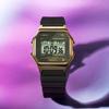 Timex Men's Digital Watch T80 with Plastic Strap, Black/Gold, Strap