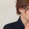 Niche light luxury handmade brushed love pearl stud earrings female, silver needles two wearing retro versatile earrings earrings
