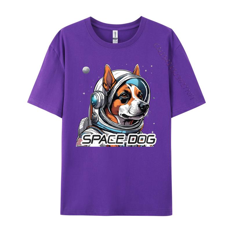 Astronaut Dog Tshirt Tops Tees Dog In Space Tshirts Design Cotton Fabric Young Tops Tees Good Quality