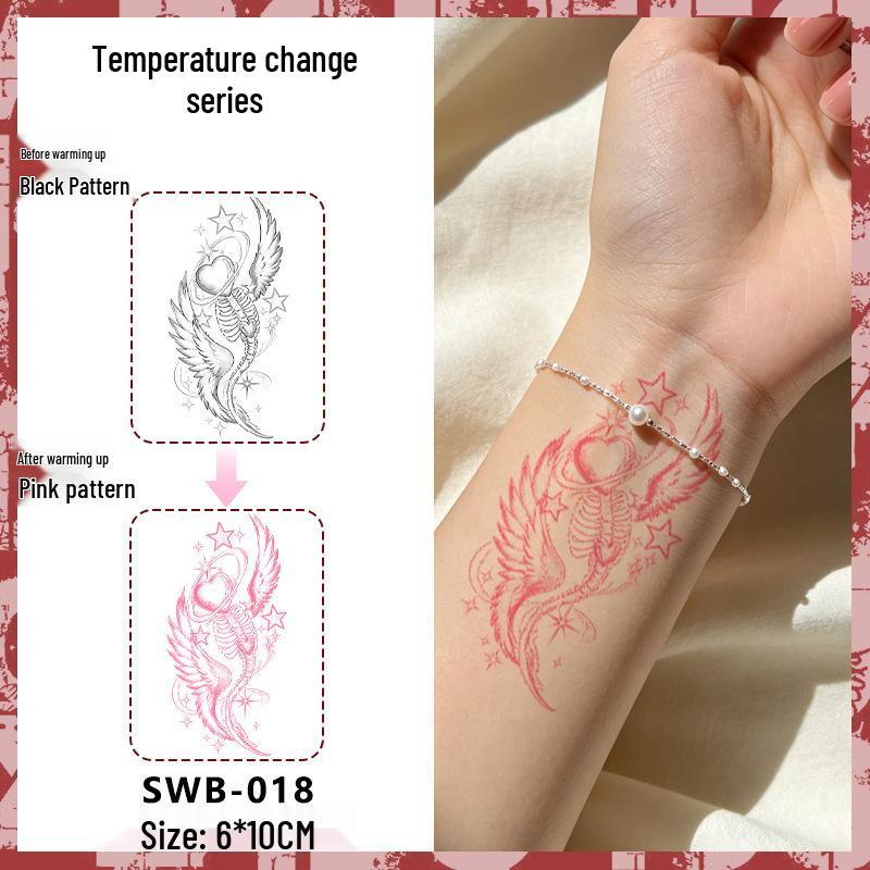 Temperature-Sensitive Succubus Finger Color-Changing Waterproof Tattoo Sticker - Cute Cartoon Design