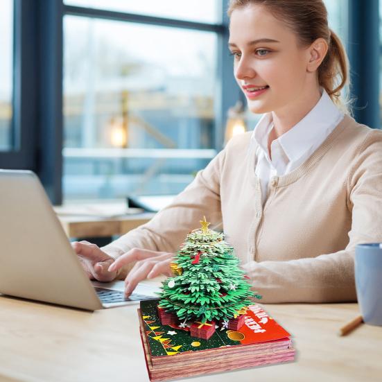 3D Christmas Tree Calendar Memo Pad 2026 Desk Time Piece Calendar Tear Away Paper Carving Art Sticky Note Desktop Decoration