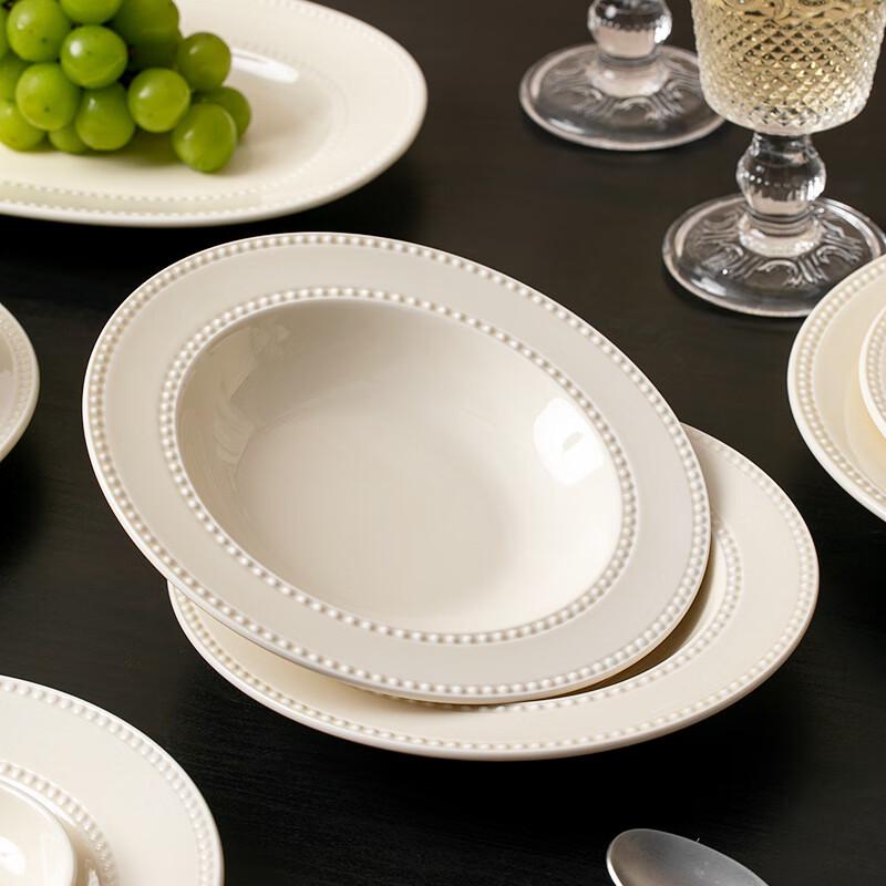 WUHE 8-inch Pearl Dot Ceramic Soup Bowl