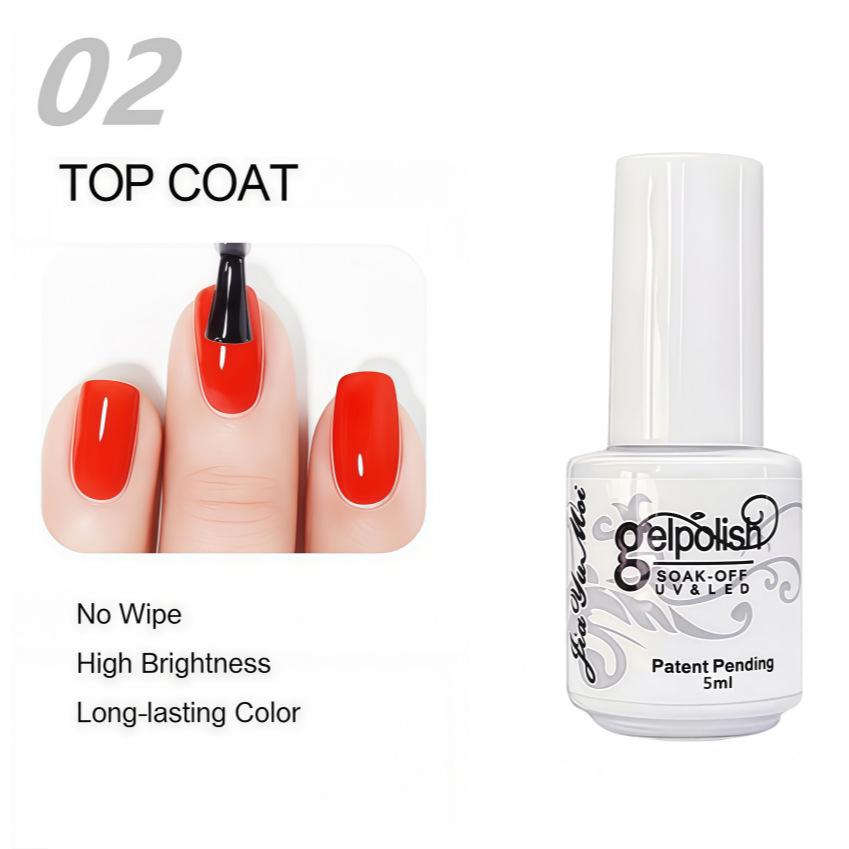 GELPOLISH Nail Art Set: Base, Top Coat, Transparent & White Gel Polishes