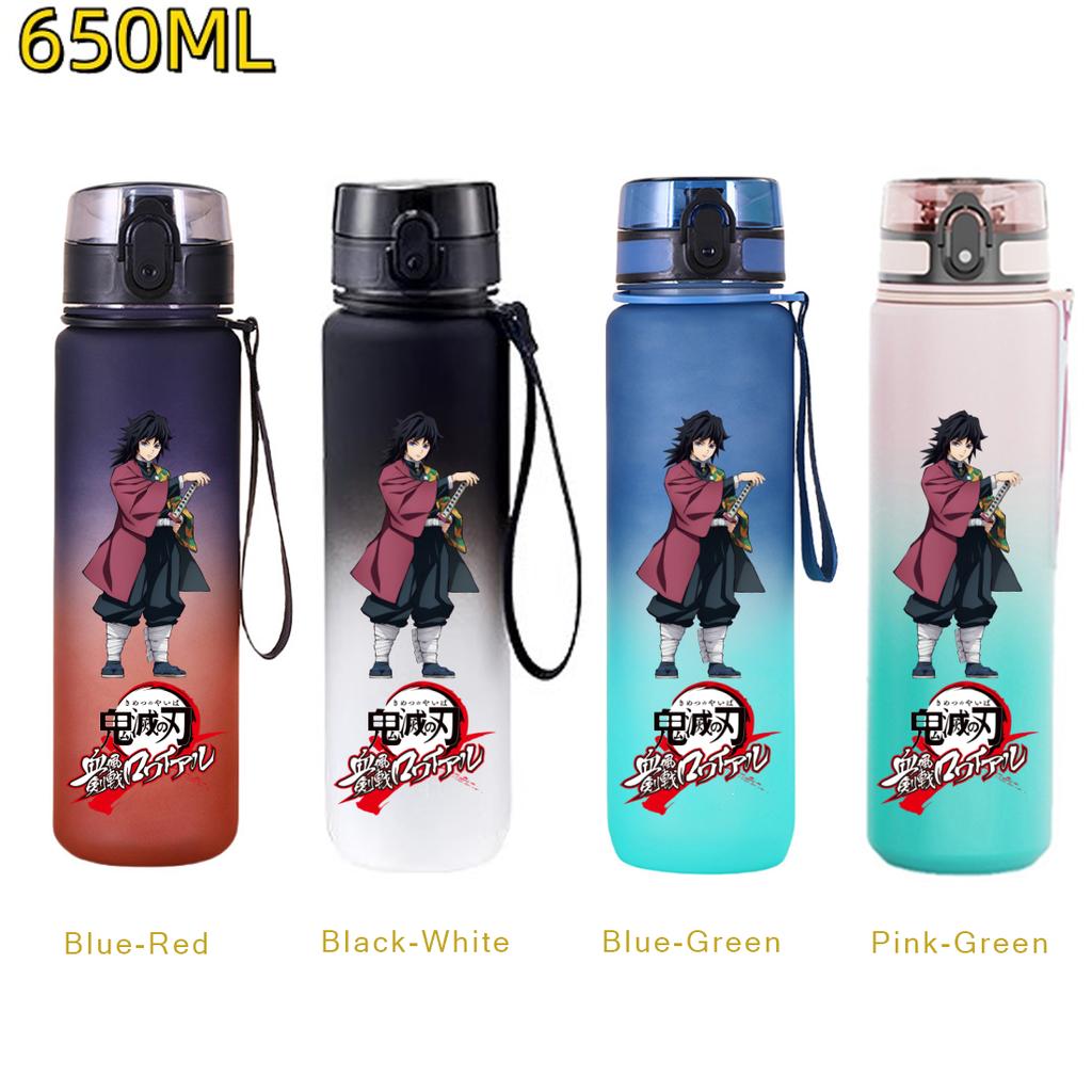 650ML Demon Slayer Water Bottle Anime Cartoon Characters Drinking Cup Portable Outdoor Sports Plastic Leak-proof Water Bottle