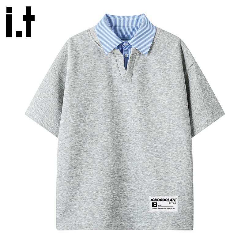 :CHOCOOLATEit Men's Faux Two-Piece Polo T-Shirt