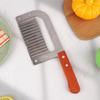 Holzgriff Edelstahl Wellenschliffmesser Wellenförmiger Kartoffelchip-Schneider Gemüseschneider Für die Heimküche Kochzubehör