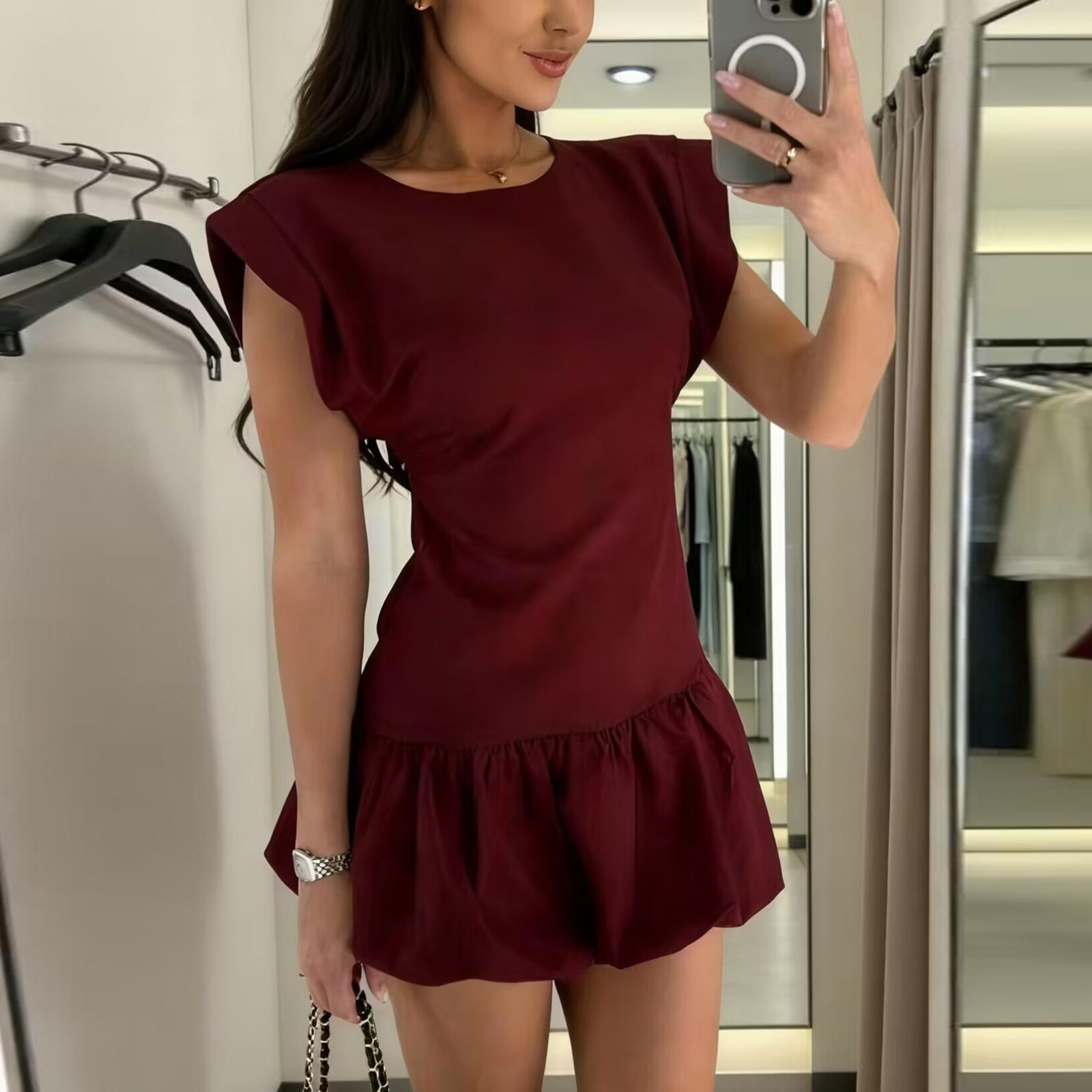 

Women s Fashion Color Sleeveless Dress XL винний