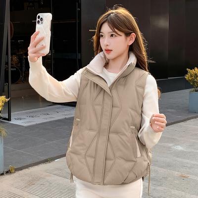 Stand-up Collar New Simple Commuter Wind Down Cotton Vest Short Thickened Warm Spring and Autumn Fashion Vest