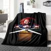 Horror Doll Scissors Blanket Soft Warm Cozy Throw For Picnics Sofa Couch Office Bed Picnics Playful Design Best Holiday Gift for Friends Y9