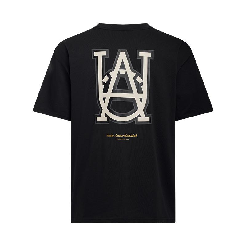 Under Armour Heavyweight Hoops Courtside Short Sleeve Short Sleeved T Shirts Men's Black 1390191-001