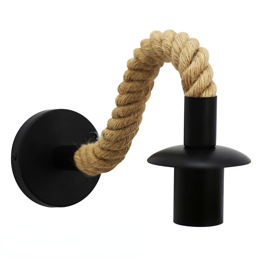 Lampă de perete din frânghie de cânepă de epocă Aplice de perete E27 Decor industrial Iluminat de interior Lampă de noptieră Sufragerie Agrement