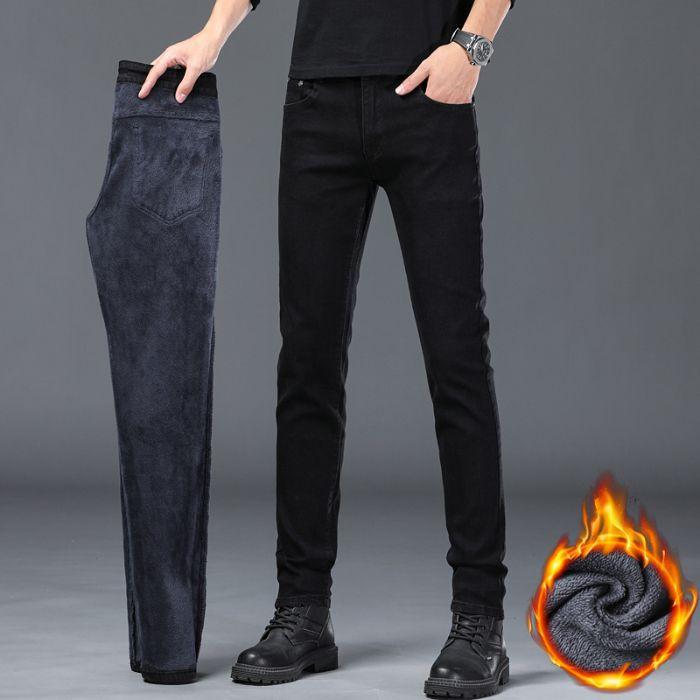 Frühling und Herbst Winter Neue Herren Plüsch/Regenbogen Jeans Schlankheits Gerade Stretch Business Vielseitige Lange Hosen