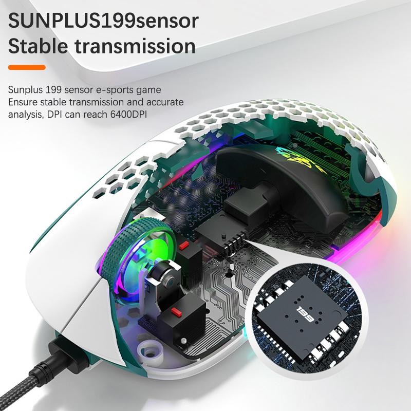 Souris Filaire Lumière Rgb Nid d'Abeille Souris Gaming Usb Bureau PC Ordinateurs Aouse