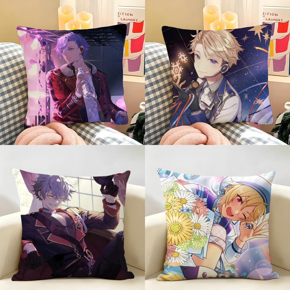 EEnsemble Stars Anime Cushion Cover Natural Linen Organic Fabric DoubleSided Printing Room Sofa Decor Pillow Case