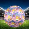 Card Game Print Size 5 Soccer Ball, PU Wear Resistant Football for Match Training and Daily Practice, Birthday Gift for Soccer Fans