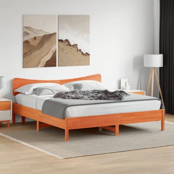 VidaXL Bed Frames Without Mattress Wax Brown 180x200cm Solid Pine Wood, Bed, Bedroom Furniture, Wooden Bed, Bed 3328225