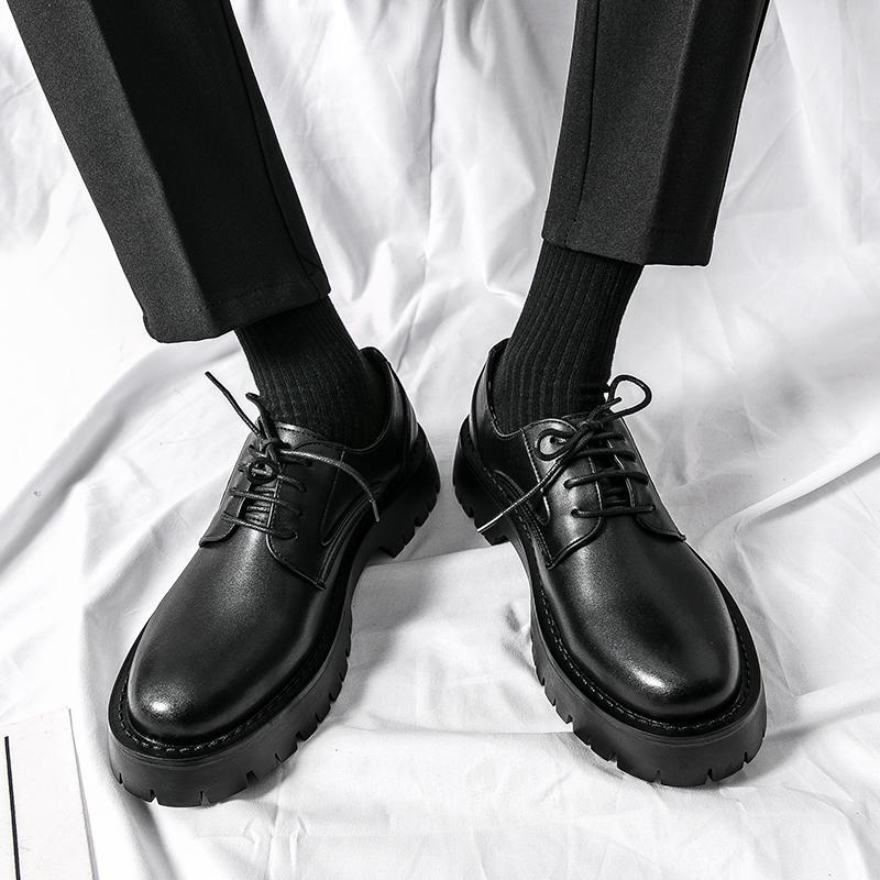 Sur-chaussures mocassins, petites chaussures en cuir, chaussures en cuir brillantes rehaussées à semelles épaisses style britannique, chaussures décontractées