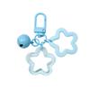 6.5cm Alloy Colored Hollow Out Dual Five Pointed Star Bell Keychain