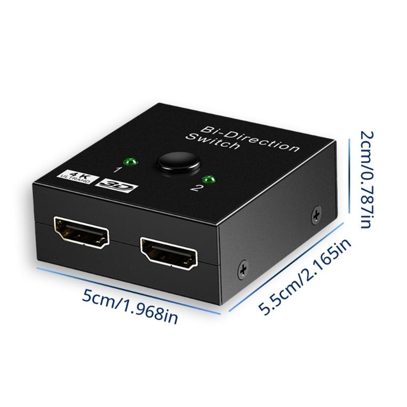 4K HDMIs Screen Splitter Bidirectional HDMIs Switcher with USB Cable for Double Monitors Display On HDTV or Computer