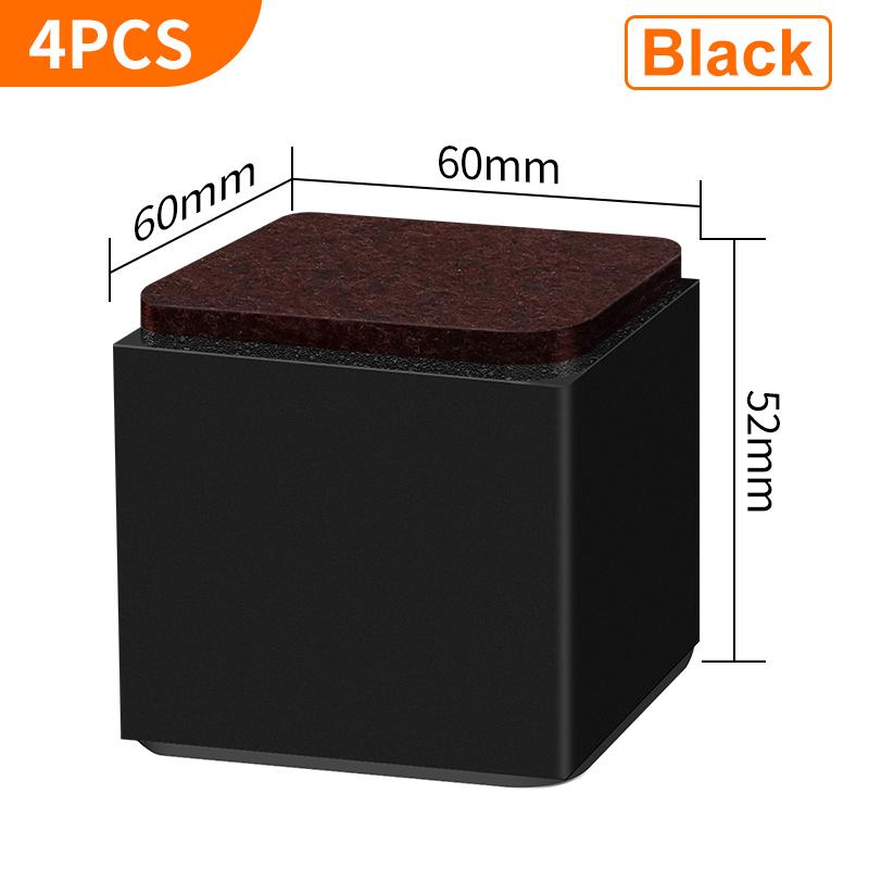 4PCS Carbon Steel Furniture Riser Beg Leg Raiser Adds Height To Heavy Furniture Round Square Sofa Chair Table Feet Riser Black