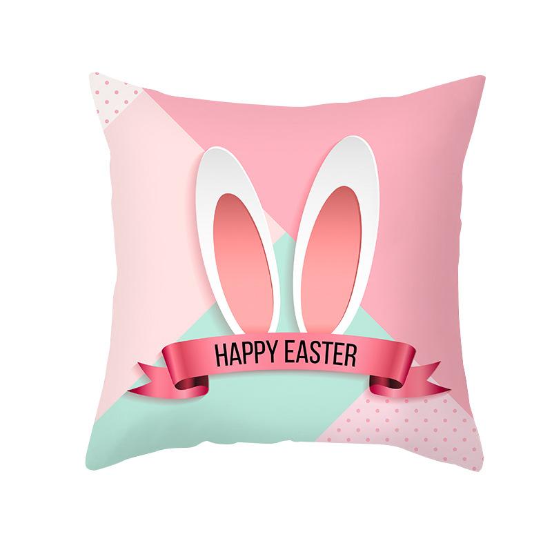 Colorful Easter Pillowcase Rabbit Egg Print Series Peach Skin Home Pillowcase Sofa Cushion