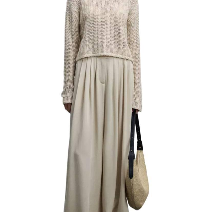 Women's Fashion Casual Wide-Leg Long Pants with Pleats and Draped Casual Floor-Length Pants