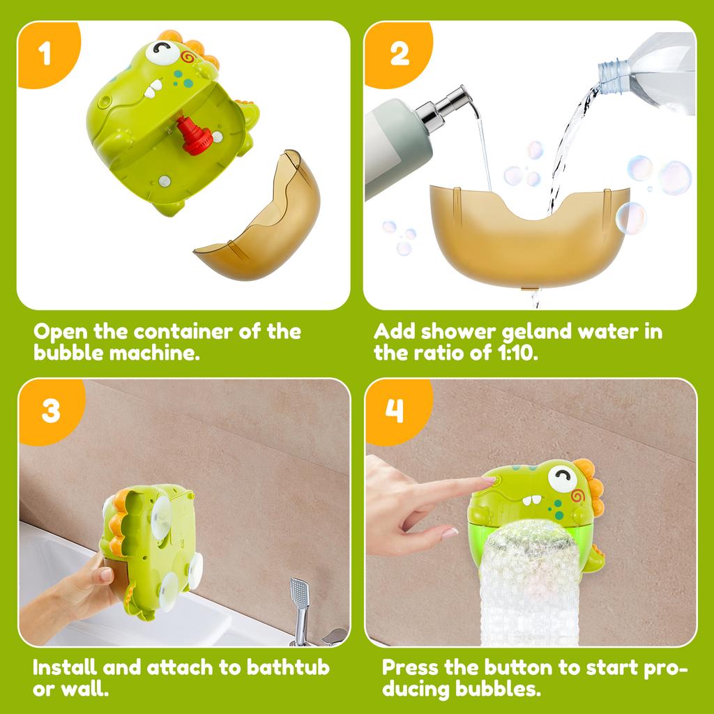 Dinosaur Bubble Machine Baby Bath Toys with Colorful LED Light Music Electric Soap Automatic Bubble Maker Children Bathroom Toy