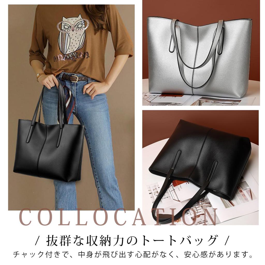 [MzcoYmm] Damen-Tragetasche, Handtasche, Umhängetasche aus Kunstleder, Großes Fassungsvermögen, Businesstasche, A4-Format, Leicht, Innentasche, Mit Reißverschluss,