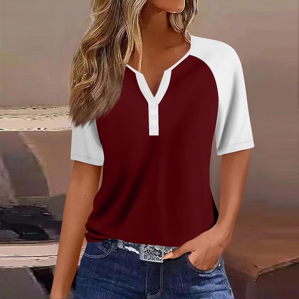 Women's T Shirt Tee Print Button Raglan Sleeve Daily Weekend Fashion Basic V Neck Regular Top
