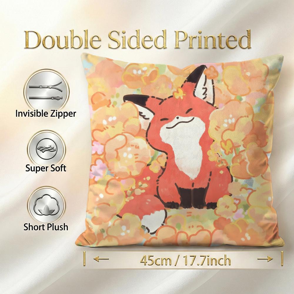 Cute Bokko Fox Cushion Cover Cushion Cover Set 4Pcs 50X50 45X45 40X40 Pillowcase Decorative Sofa Home Decor
