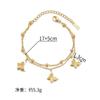 Double Layer Titanium Steel Gold Plated Heart Butterfly CZ Crystal Bracelet Women Fashion Chain Jewelry