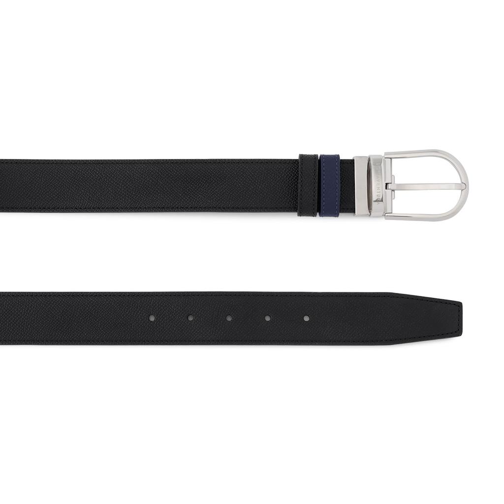 Round Buckle Belt x Navy Leather x Nobile Leather Italian Leather Genuine Leather Present Day Gift [BONAVENTURA] Men's (35mm) [Black (Nobile (Noblesse