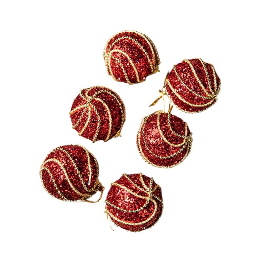

6pcs Foam Christmas Tree Pendant 4.5cm Hanging Ornament Crafts Christmas Ball Set Shop Style 4