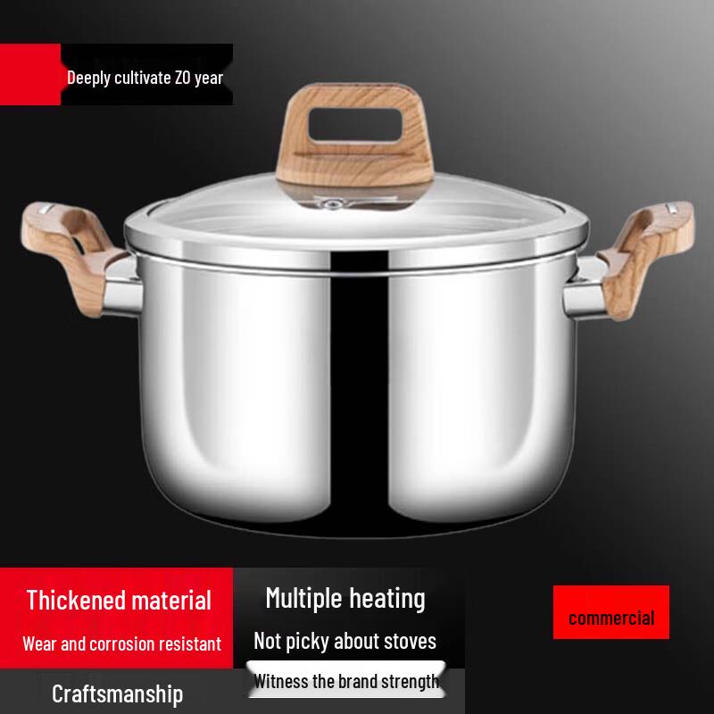 

Sule 3-Ply Steel Soup Pot with Glass Lid and Silicone Handles, 24cm