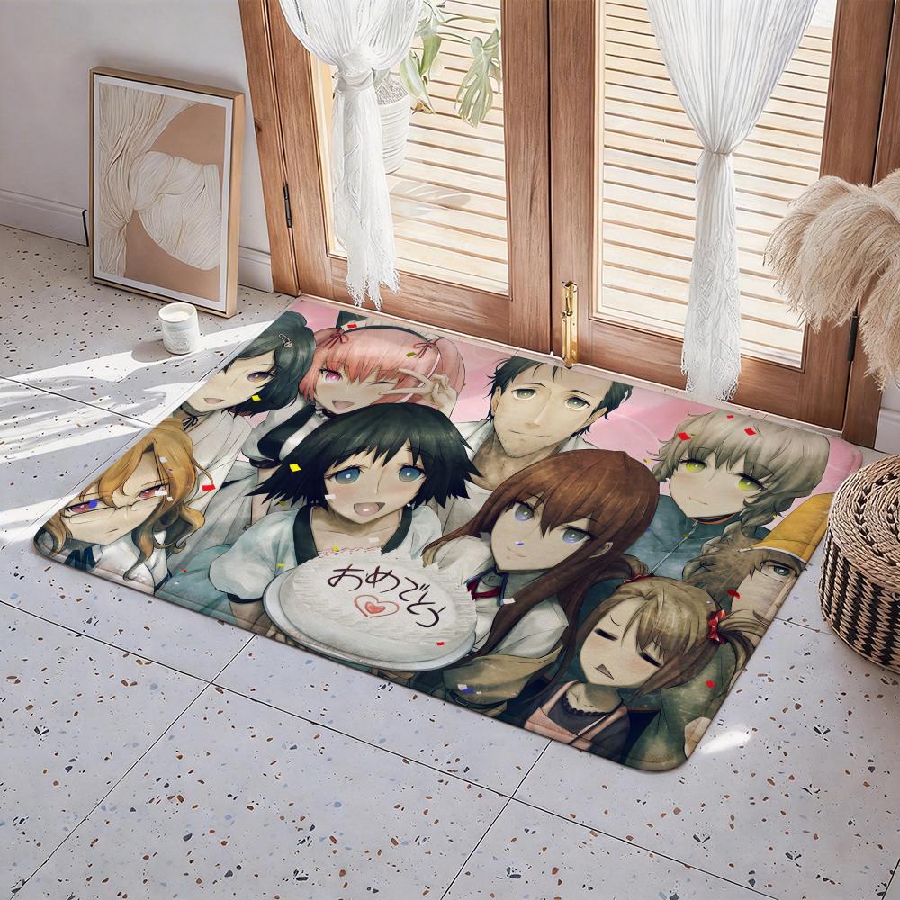 Anime S Steins;Gate Floor Mat Eco Flannel Doormat Non Slip Odorless Indoor Floor Rug Soft Short Plush Home Mat