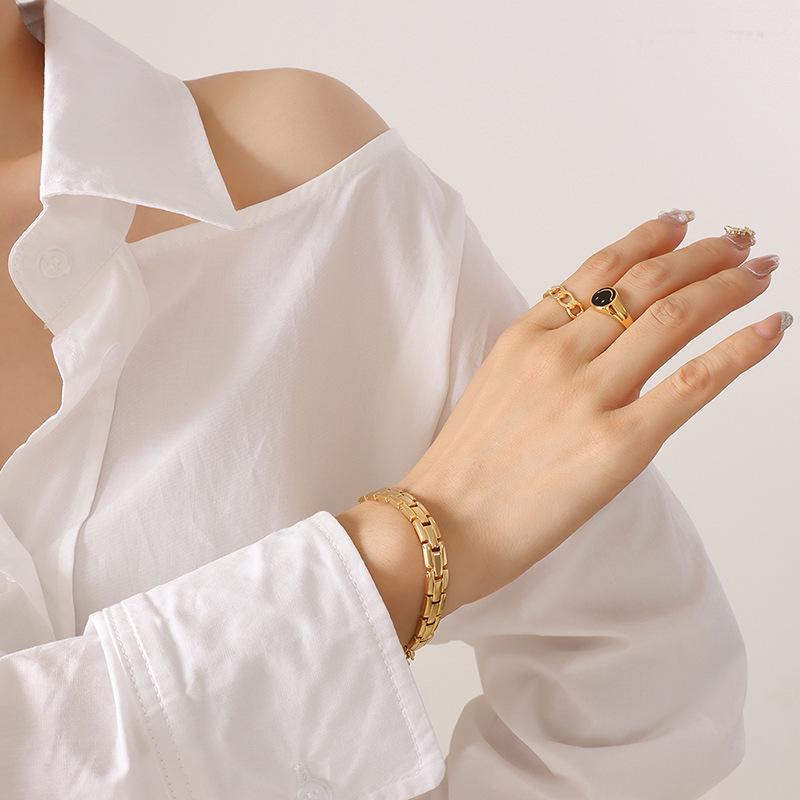 

Модный не тускнеющий титановый браслет-цепочка кубинского плетения для пар