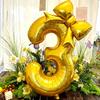 2pcs/set 32inch Gold Bowknot Number Foil Balloons Wedding Birthday Party Decoration Anniversary Decor Photo Props Party Supplies