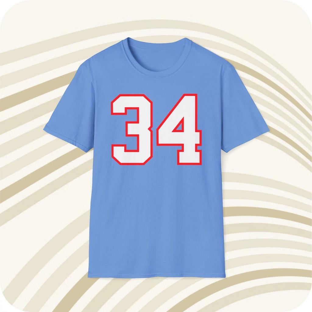 Men's and Women's T-shirts Throwbackmax Earl Campbell Houston Oilers Jersey T-Shirt - Front & Back Print