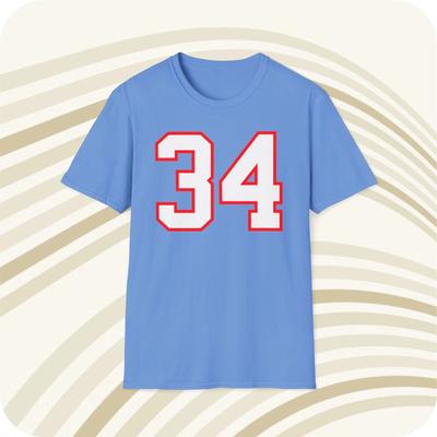 Dames- en Heren-T-shirts Throwbackmax Earl Campbell Houston Oilers Jersey T-shirt - Voor- en Achterkant Print