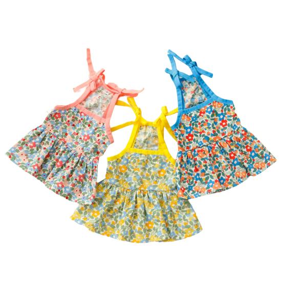Pet Dress Flower Pattern Breathable Friendly To Skin Lint Free Washable Show Unique Charm Cotton Cozy Flower Print Pet Suspender Dress Pet Supplies