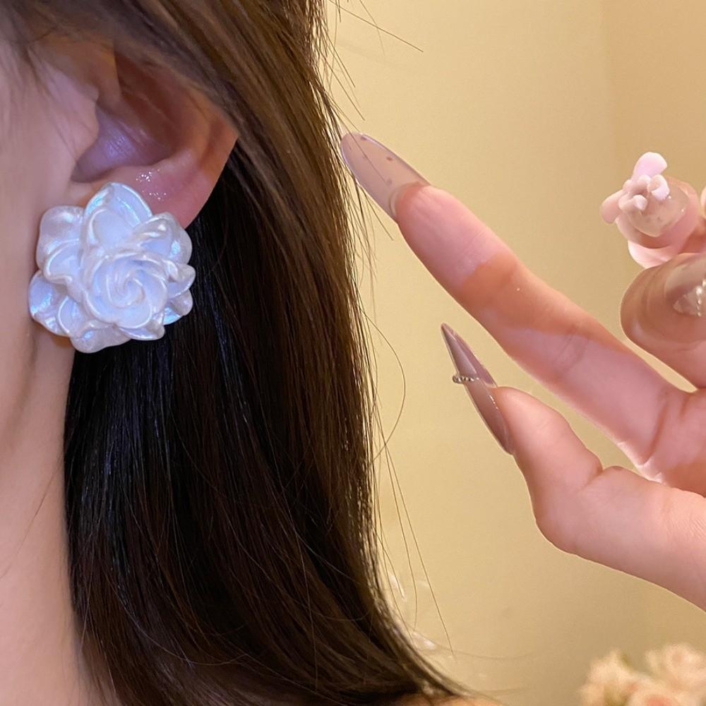 Cream Color Resin Flower Earrings Set Jewelry Accessories Sweet Stud Earrings  Summer Beach
