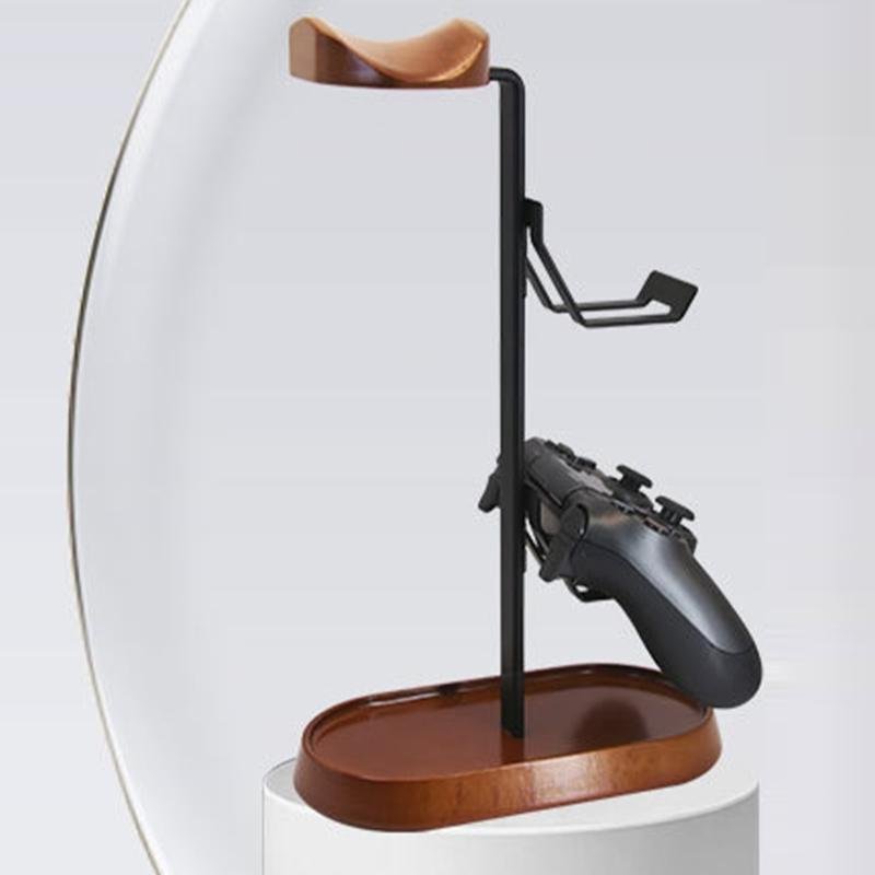 Elegant Wooden Headphone Stand Metal Base eSports Headset Holder For Secure Storage Of Gaming Accessories