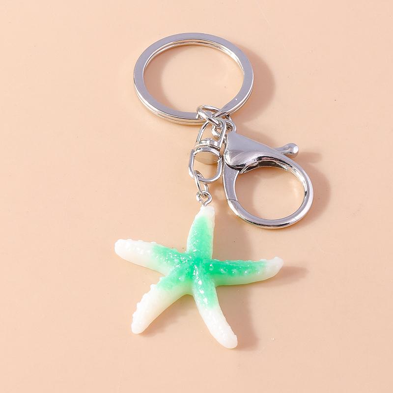 Cute Enamel Summer Beach Conch Shell Keychain Starfish Key Ring Pendant for Women Girls Handbag Decor DIY Handmade Jewelry Gift